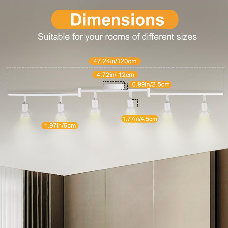 6 Light Track Lighting Fixture, GU10 Rotatable Heads