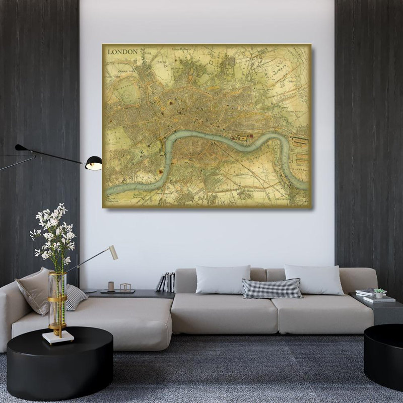 Art sur toile tendue par Williston Forge Vision Studio Gallery: Map of London, H 36 po x l 45 po