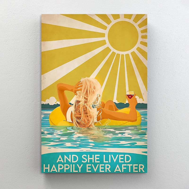 «Natation et elle a survécu à la vie», reproduction d'art graphique sur toile tendue, H 36 po x l 24 po x P 1,25 po