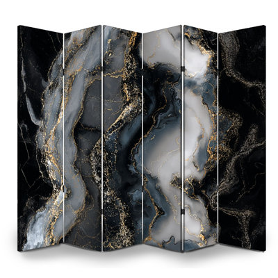 Paravent 4 panneaux à cloison pliable Royal Black Grey