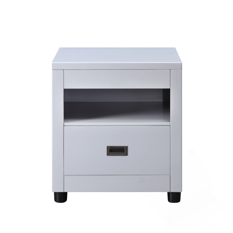 Table de bout Eleanor Dove Grey avec tiroirs d'arrêt de sécurité