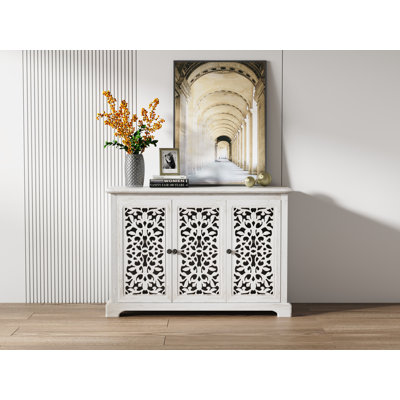 Handcrafted Vintage Accent Cabinet with Distressed Design - Multi-Functional Storage for Home Decor