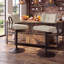 Tabouret de bar pivotant à hauteur réglable, ensemble de 2 tabourets de bar à hauteur de comptoir, tabourets de bar rembourrés en tissu avec dossier pour îlot de cuisine, Home Bar, beige-116793420