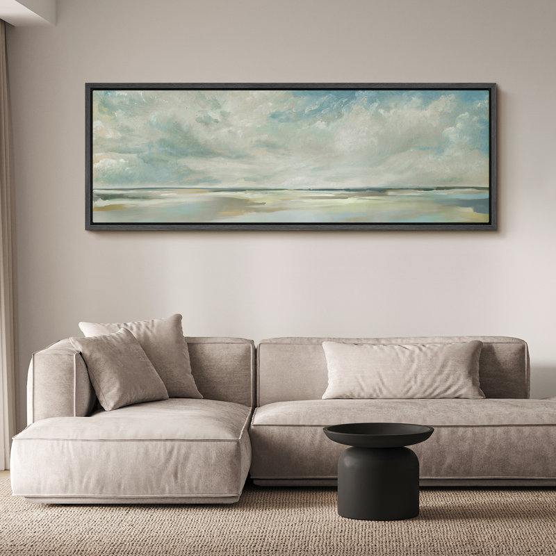 «Clouds Soft Clouds and Blue Sky Over A Calm Sea Beach», reproduction sur toile, H 20 po x l 60 po, Noir, noir, noir, noir