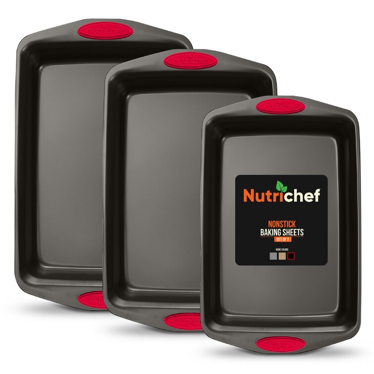 NutriChef Nutrichef Non-Stick Steel 3 Piece Cookie Sheet Set