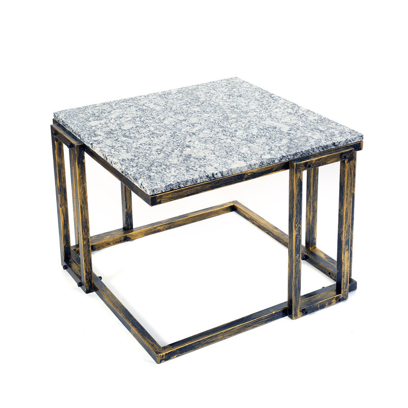 Support pour plante en marbre granit noir / doré 14,5 po
