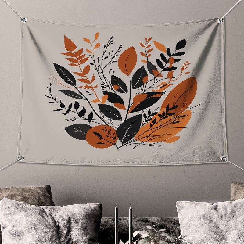 Tapisserie murale feuilles - décoration murale florale, 68 po H x 80 po L avec 4 œillets