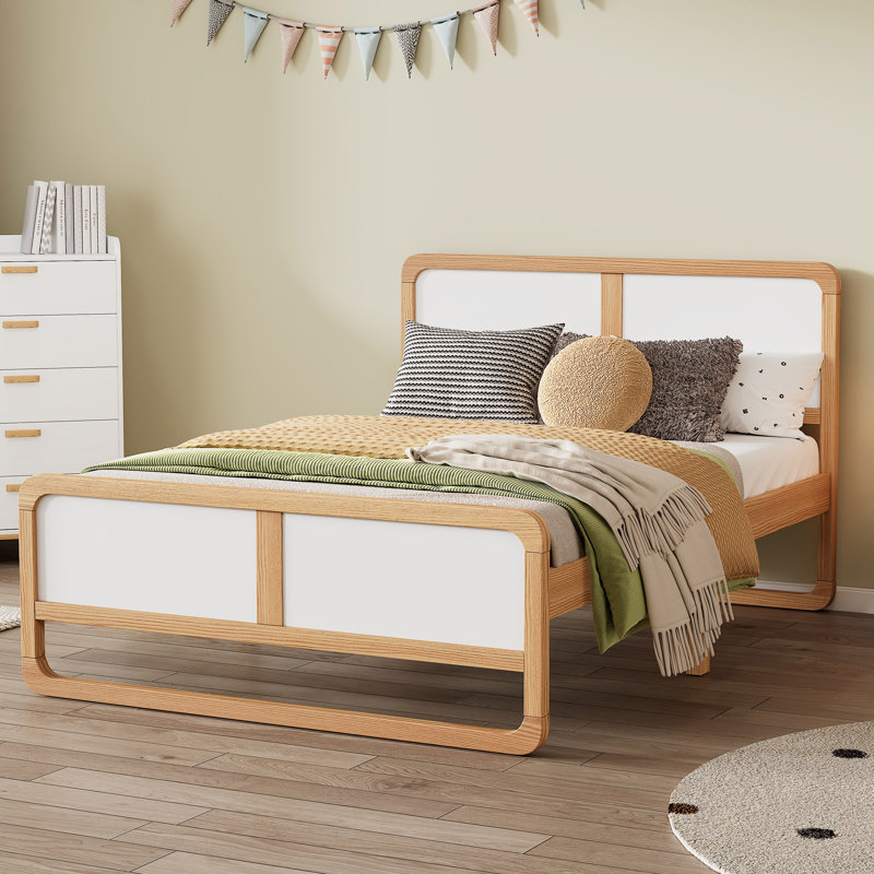 Lit plateforme en bois massif de style moderne pour enfants, adolescents, adultes, sans sommier tapissier, Grand