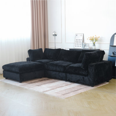 4 - Piece Wide Arm Upholstered Modular Sofa With Ottoman by Latitude Run