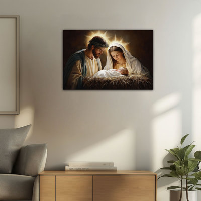 Crèche de la Nativité, reproduction d'art sur toile, affiche de la naissance de Jésus, Mary Joseph et bébé Jésus, peinture spirituelle, décoration intérieure encadrée
