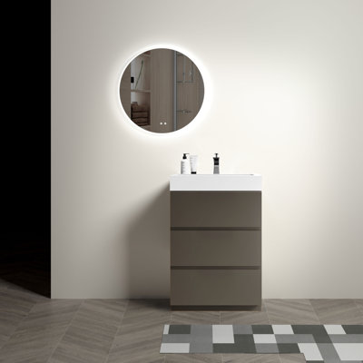 Modern Gray Bathroom Vanity - , Large Storage, Smooth Finish Spacious, Silent Drawer