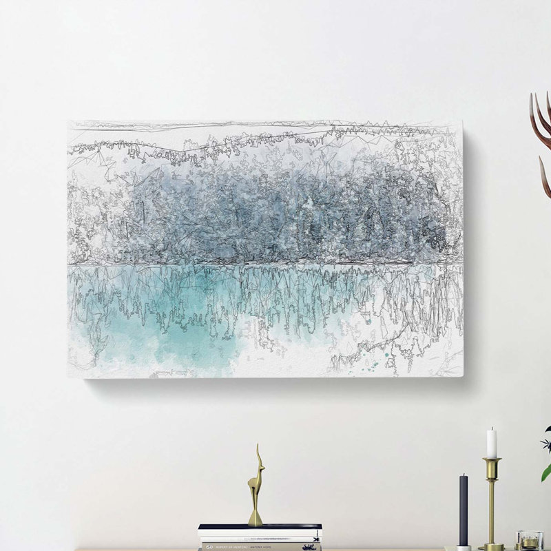 Sketch Of Lake Louise In Abstract - Wrapped Canvas Print, 35cm H x 50cm W x 3cm D