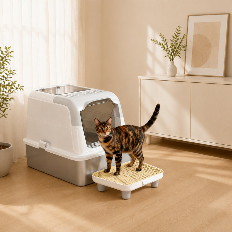 Litière pour chat avec pelle et sac désodorisant et pédale de sable