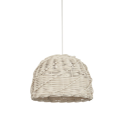 27cm H Mild Steel And Wicker Traditional in White