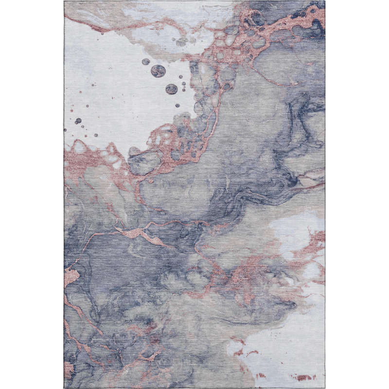 Premium Machine Washable Mayfield Abstract Rug, 3' x 5', Blush
