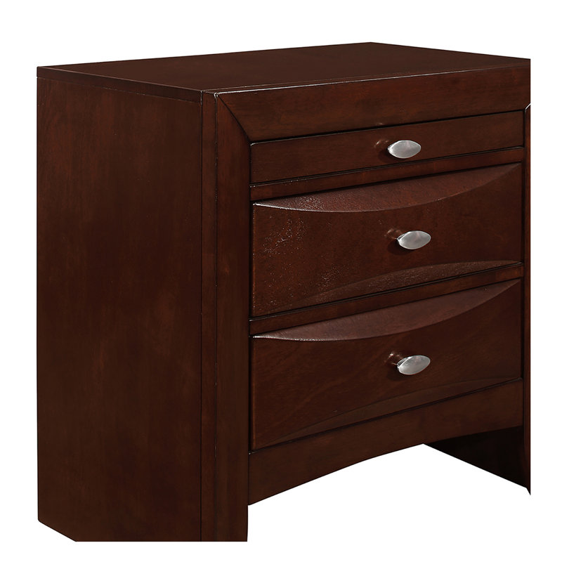 Square Nightstand With Joints And Spacious Drawers For Bedroom Walnut Brown Chambered Drawer, Brown