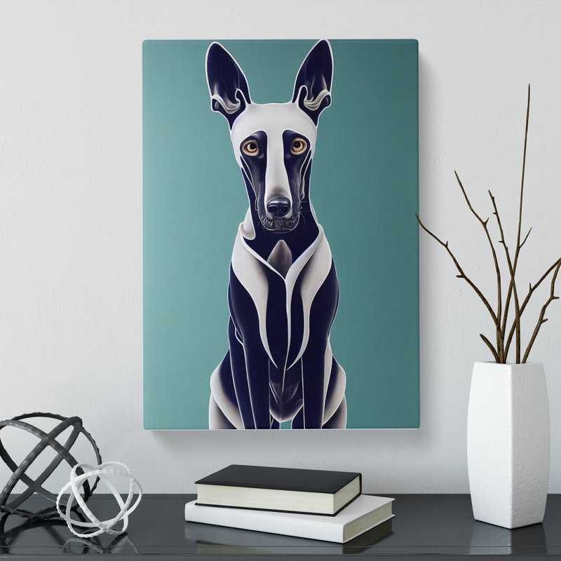 CAN-V0523-1125X Greyhound Portrait - Wrapped Canvas Print, 50cm H x 35cm W x 3cm D
