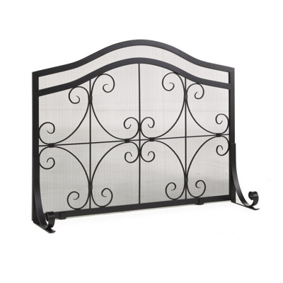 Small Crest Flat Guard 8 Panels Iron Fireplace Screen -  Plow & Hearth, 47M2464