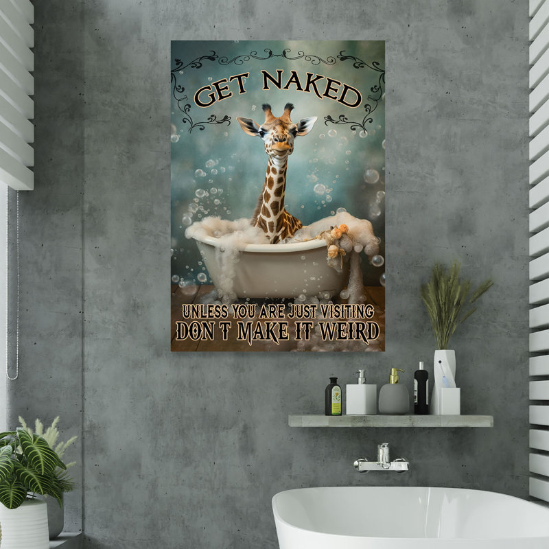 «Giraffe In Bath - Get NUE Gallery», reproduction d'art graphique sur toile tendue, H 14 po x l 11 po x P 2 po