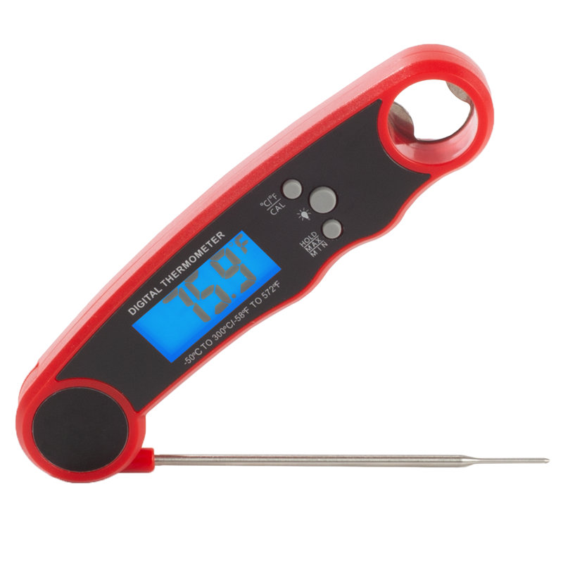 Red Water-Resistant Digital Wireless Meat Thermometer
