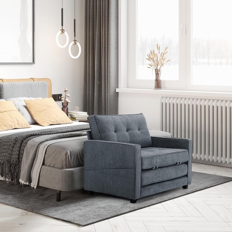 Canapé-lit en chenille 43,31 po Ruthi, Chenille gris pâle