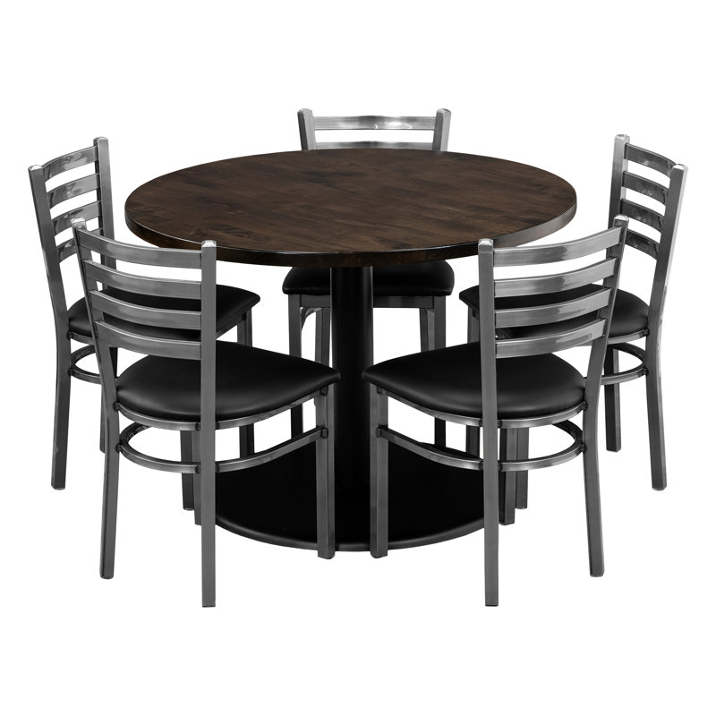42" Round Table Dining Set, Dark Brown