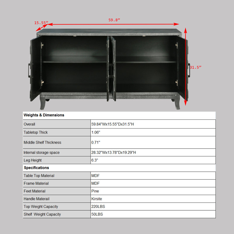 Buffet de 59,84 po Stickel