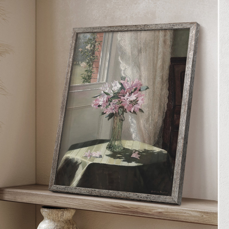 Impression florale vintage encadrée XCV III - bois massif, H 11 po x l 9 po