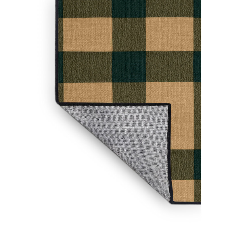 Tapis brun à carreaux lavable à la machine, Carré 8 pi