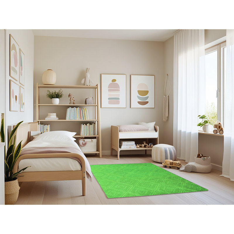 Heeralall Washable Geometric Indoor Rug, Rectangle 3' x 5'