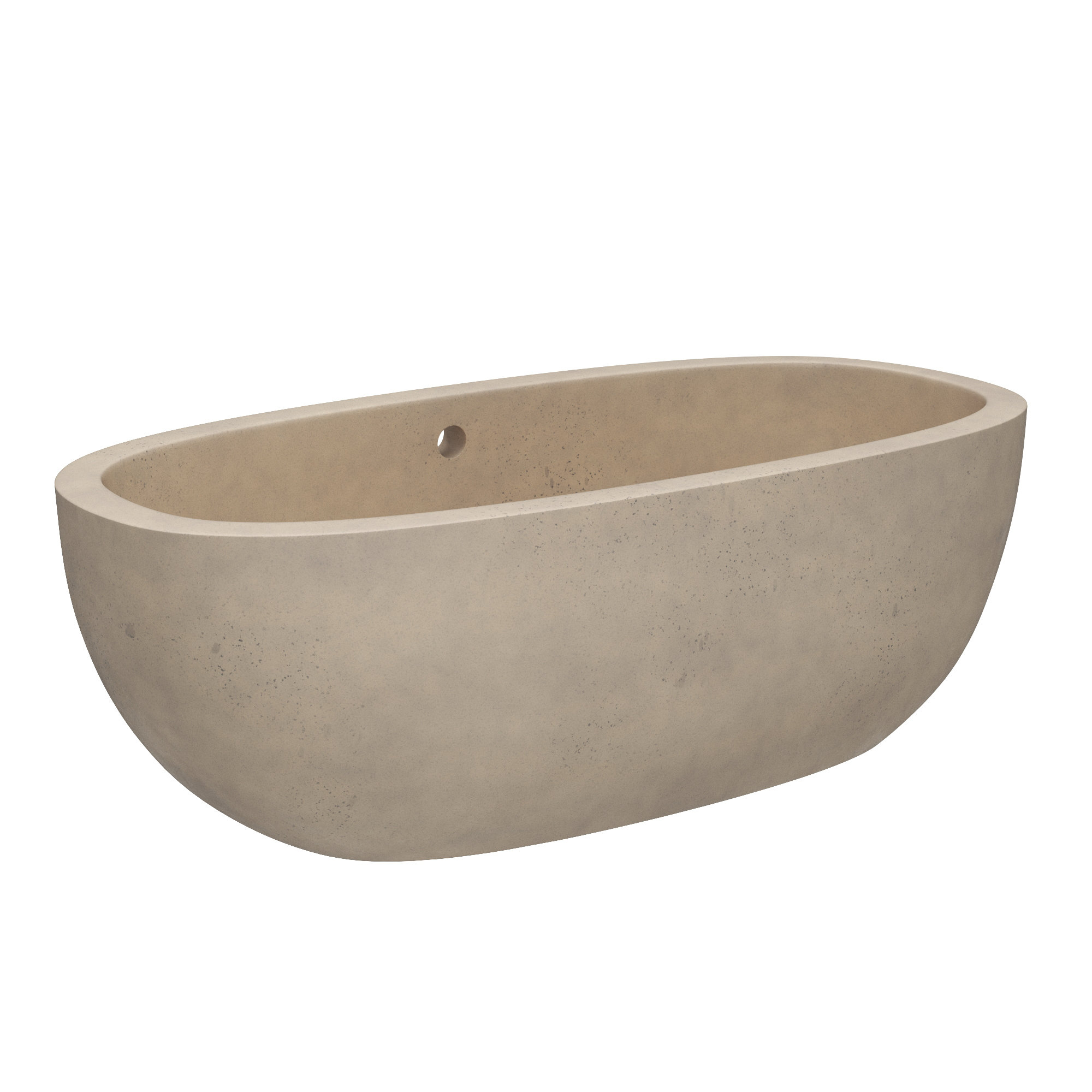 Avalon NativeStone Concrete Freestanding Oval Soaking Bathtub, Sand, 23" H x 36" W x 72" L