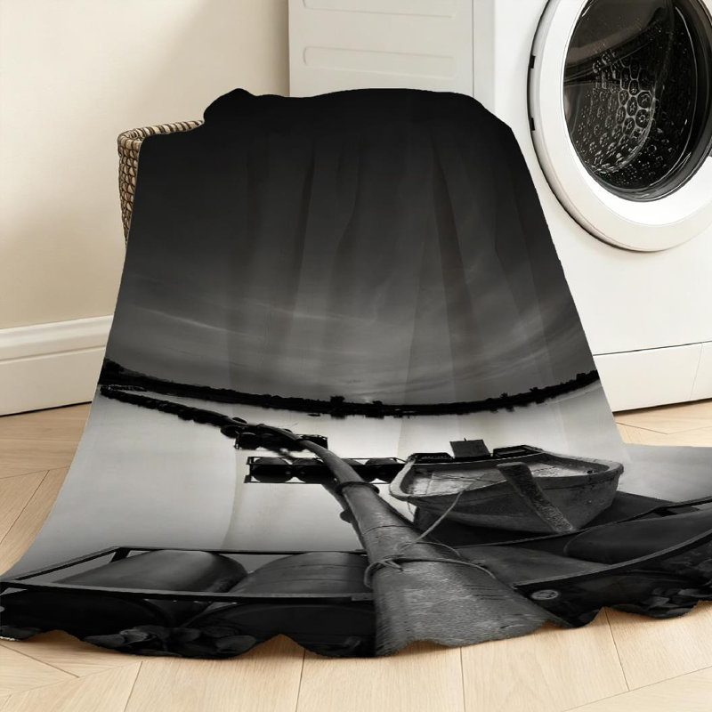 Jeté en molleton noir ultra doux en flanelle, impression d'un seul côté, Throw 40" x 50"