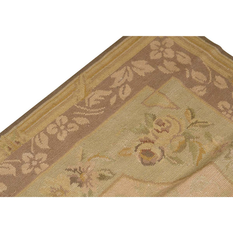 Tapis noué à la main de haute qualité beige / rose cendré / vert clair