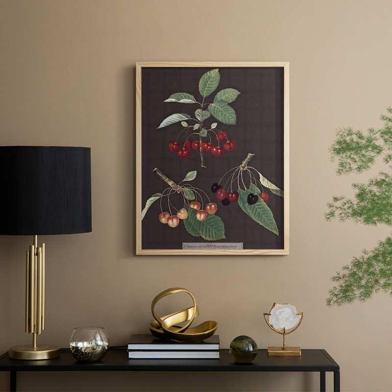 Brookshaw Cherries Framed Print - Solid Wood, 11" H x 9" W