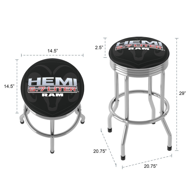 Tabouret pivotant non fini 31 po, Cadre noir / argent