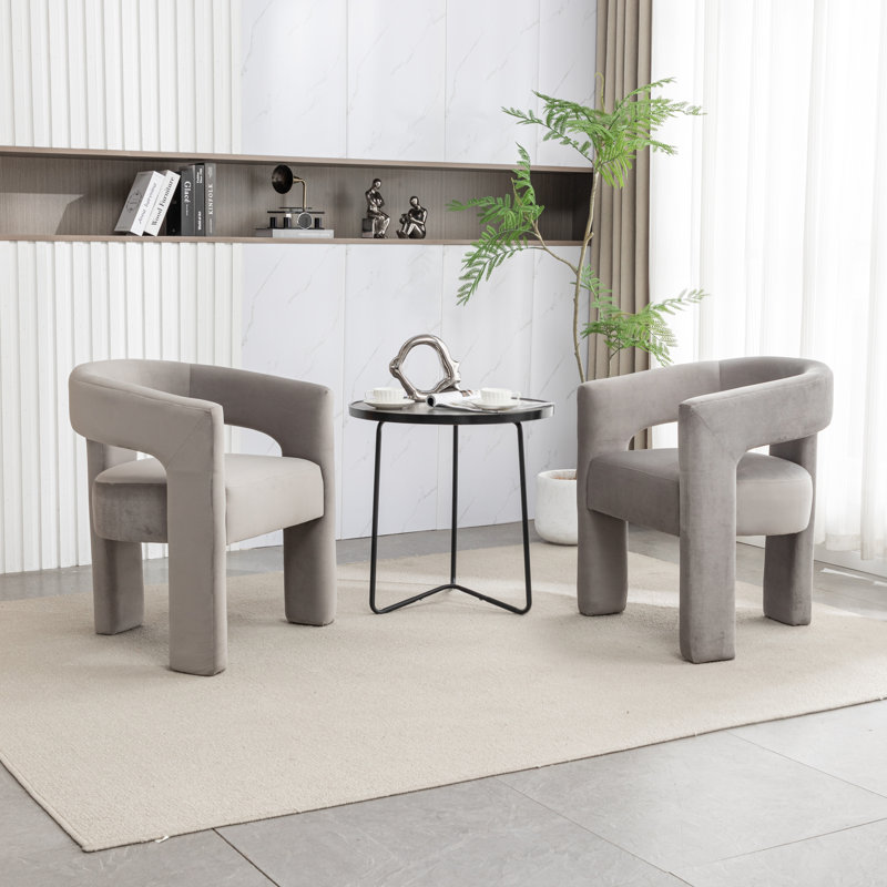 Demita 19.49'' H Tufted Velvet Upholstered Armchair, Gray