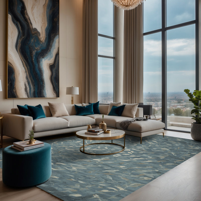 Machine Washable Gray Area Rug, Rectangle 7' x 9'
