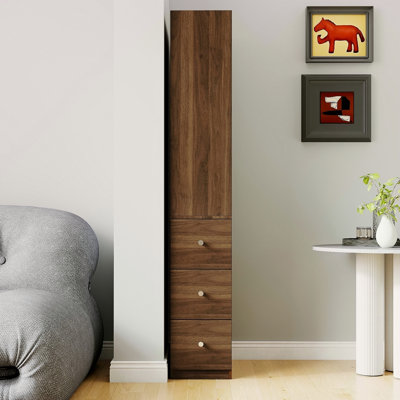 70.87" H Display Storage Cabinet , 4-Tier Shelf, 3 Side Drawers , Modern Wooden Tall Bookshelf Bookcase For Living Room Home Office