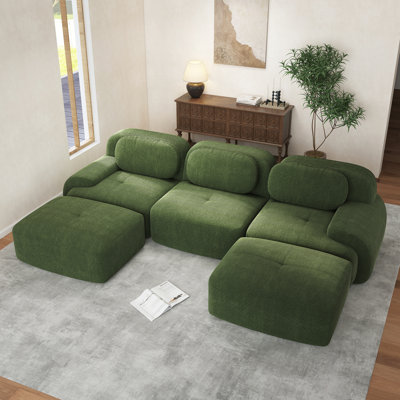 Canapé modulaire désossé en forme de U Luxurycorduroy Tissu 32D éponge à haute résilience pour le salon Chambre à coucher