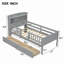 Structure de lit double en bois avec lumières à DEL intégrées, tête de lit multifonctionnelle, garde-corps et 2 tiroirs