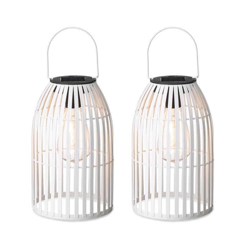 9.75'' Integrated LED Barrel Lantern, White