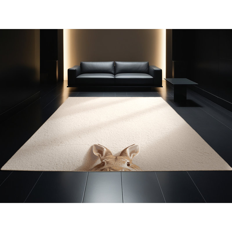 Soft Plush Faulk Easter Modern & Contemporary Abstract Area Rug in Beige – Beige Binding, 2x3