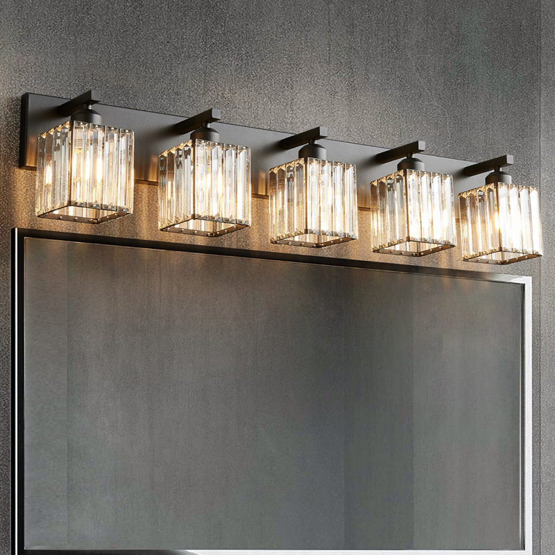 Lanceton Dimmable Vanity Light, Black, 5 Lights
