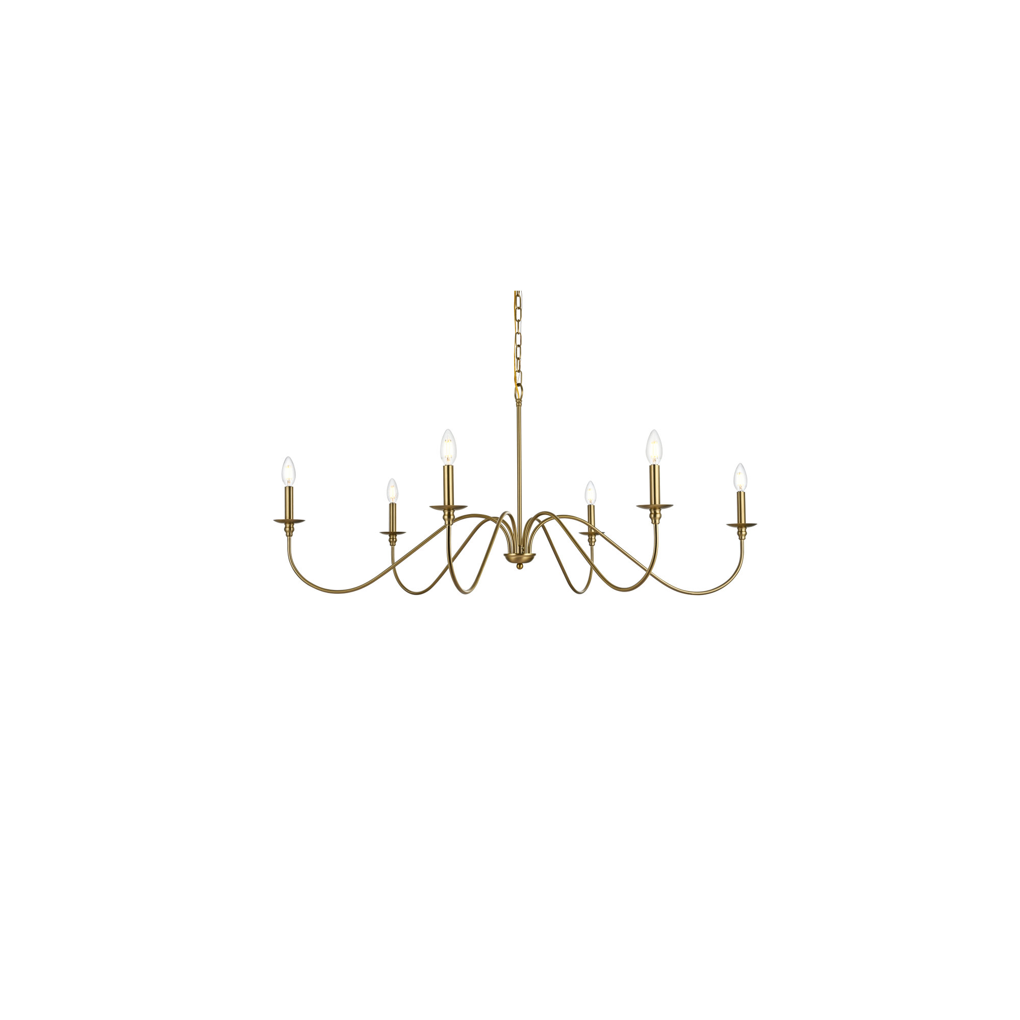 Ableton 6 - Light Candle Style Classic / Traditional Chandelier, 25" H x 48" W x 48" D, Satin Gold