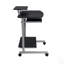 Chariot d'ordinateur compact avec rangement, graphite, tablette réglable et roulettes verrouillables pour un poste de travail polyvalent