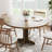 Round Dining Table for 4, 47 Inches Dining Room Table with Wooden Base, Circle Kitchen Dinner Table for Dining Room, Kitchen, Living Room (Table Only)-1741752705
