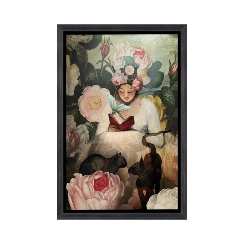 «The Reading» par Catrin Welz-Stein, impression, Toile avec cadre noir patiné, H 40 po x l 26 po x P 1,5 po