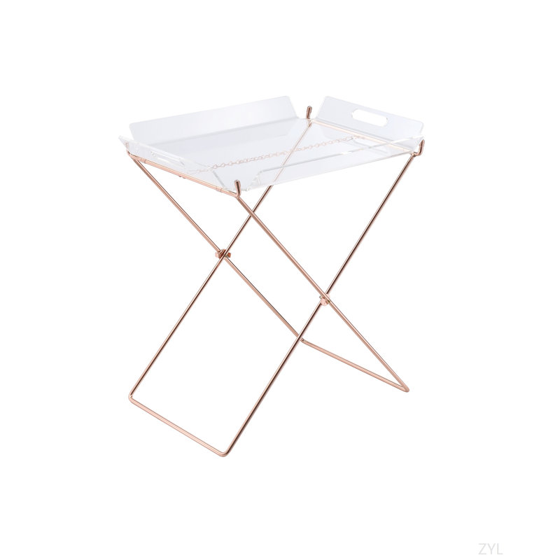 Clear Acrylic & Copper Finish Tray Table