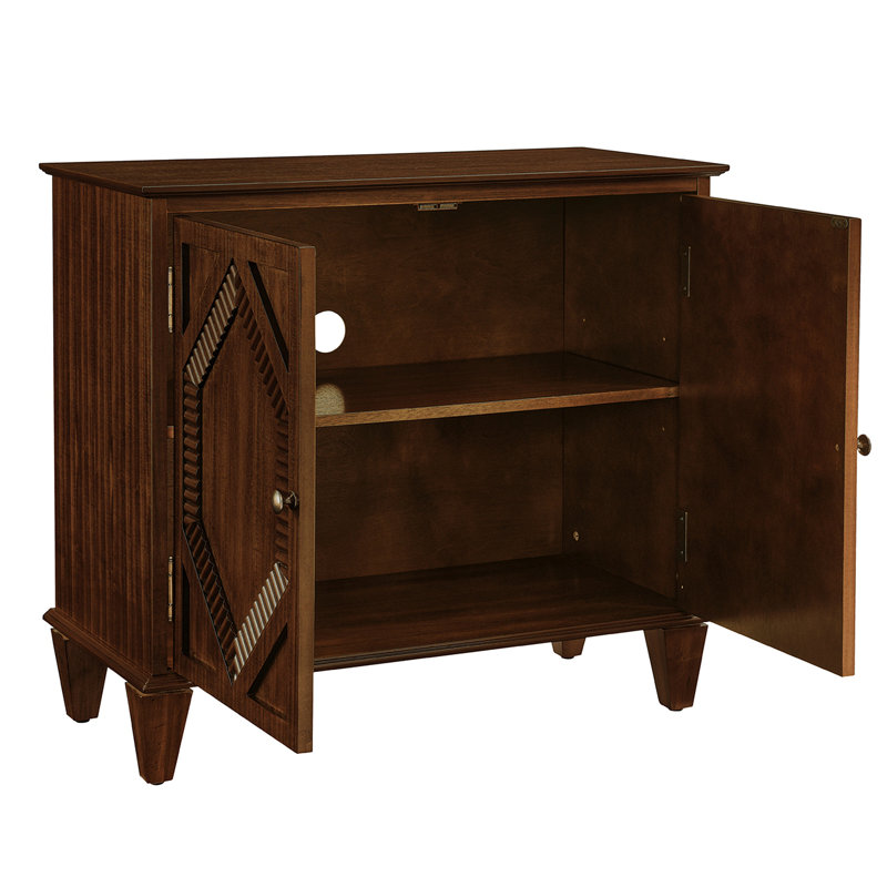 Buffet rétro en bois avec rangement, armoires de présentation géométriques symétriques, console média, Noyer