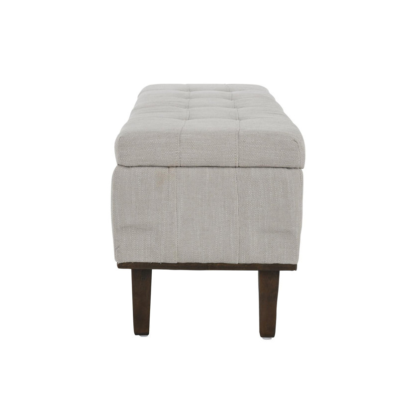 Louise Upholstered Storage Bench, French Beige Basketweave